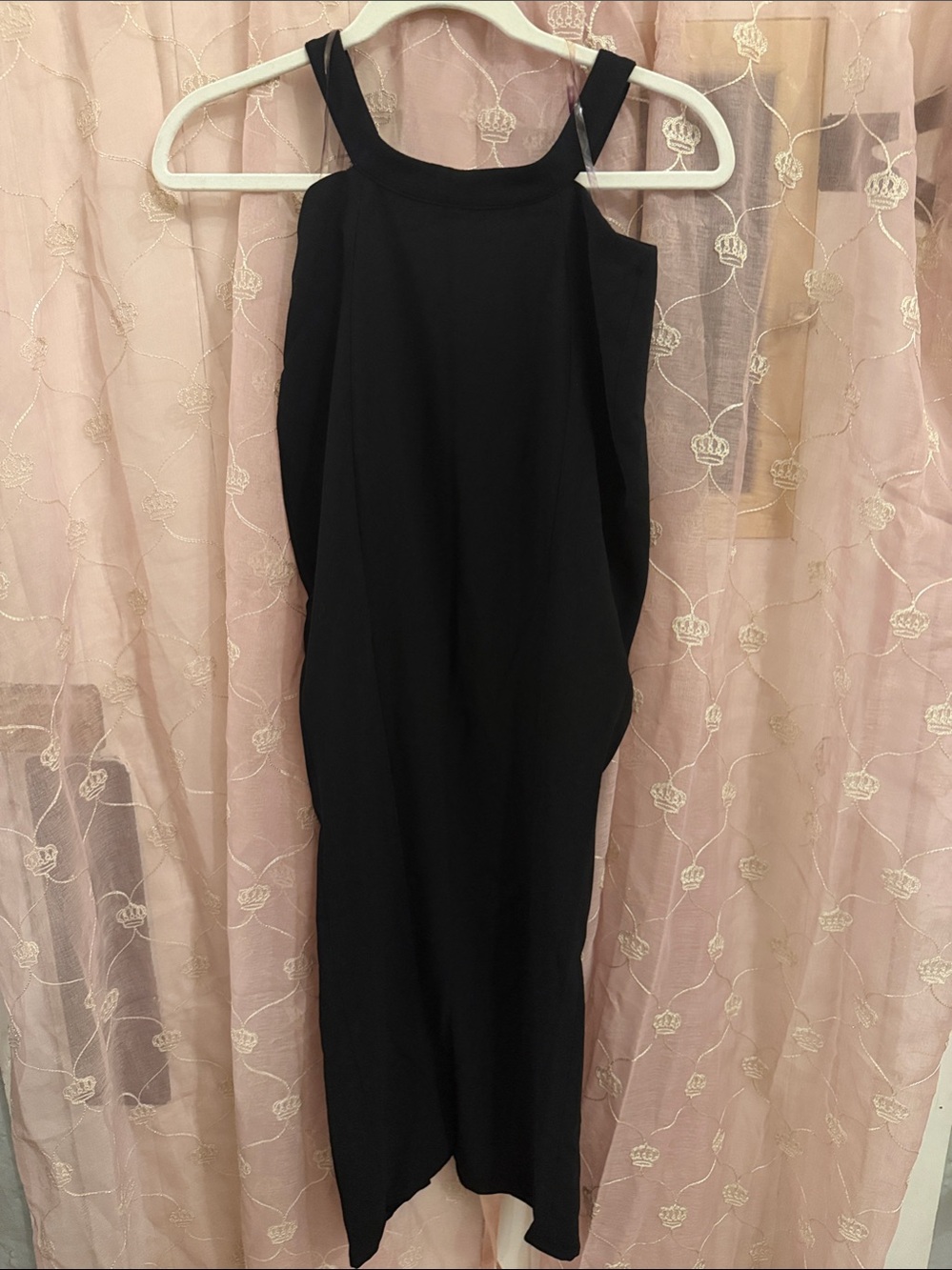 House of CB Black Asymmetric One-Shoulder Midi Dress